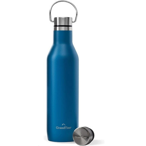 GrandTies 21oz Stainless Steel Water Bottles with 2 Lids, Cobalt Blue