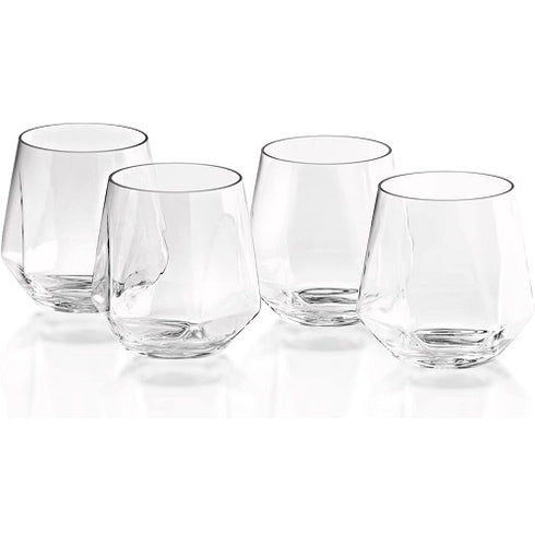 GrandTies 12oz BPA-free Diamond Unbreakable Tritan Cup set of 4