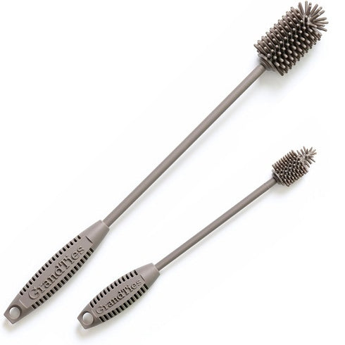 GrandTies Silicone Bottle Cleaning Brush Set, Caffe Latte