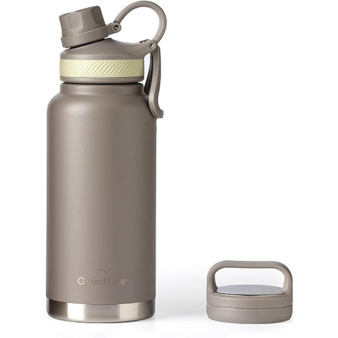 GrandTies 2 Lids Sports Stainless Steel Water Bottles - Caffe Latte