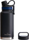 GrandTies 2 Lids Sports Stainless Steel Water Bottles - Black