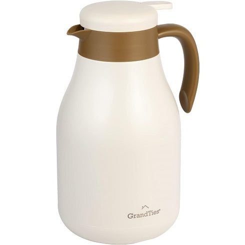 GrandTies 61oz Stainless Steel Thermal Coffee Carafe, White/Khaki