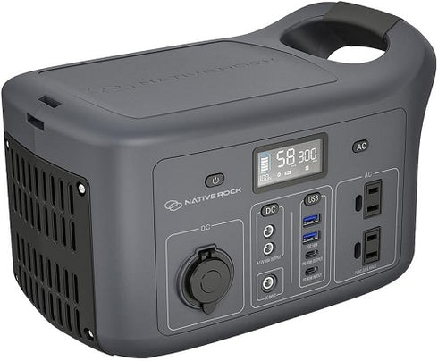 Native Rock 300W Portable Power Station, 307Wh Backup Lithium Battery, Portable Power Supply with 2 AC Outlets and LED Light, for Outdoors Camping Travel Hunting Blackout | NRP03