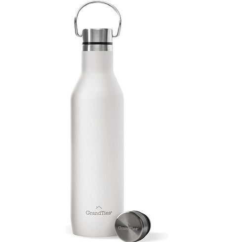 GrandTies 21oz Stainless Steel Water Bottles with 2 Lids , Pearl White