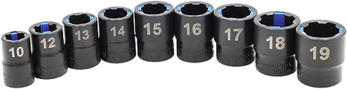 MichaelPro 9Pc 3/8-Inch Drive Black Oxide Cushion Grip Sockets (Metrics)
