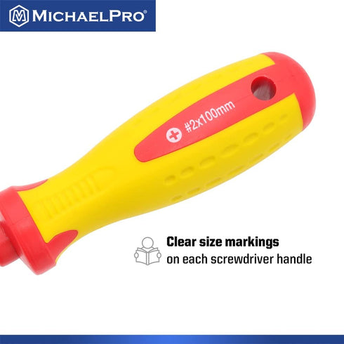 MichaelPro 2-Piece VDE Insulated Electricians Screwdrivers Set