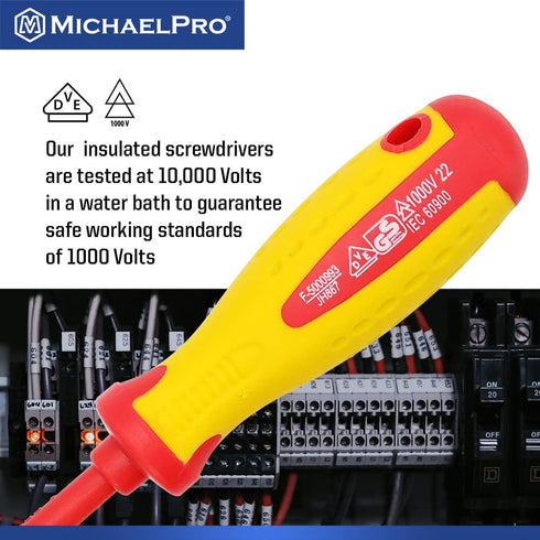 MichaelPro 2-Piece VDE Insulated Electricians Screwdrivers Set