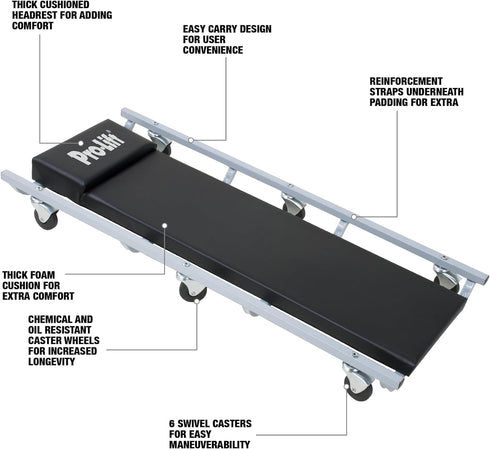 Pro-Lift 40 Inch Mechanic Rolling Creeper with 6 Swivel casters, 350 lbs Capacity
