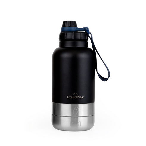 Grandties Insulated Stainless Steel Water Bottle with Two Detachable Pet Bowls