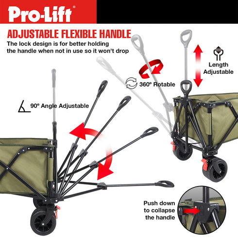 Pro-Lift Collapsible Folding Wagon – Green