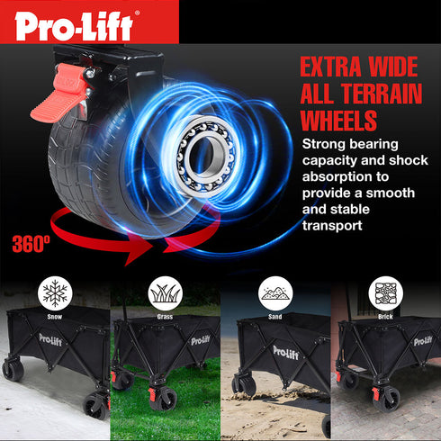 Pro-Lift Collapsible Folding Wagon – Black
