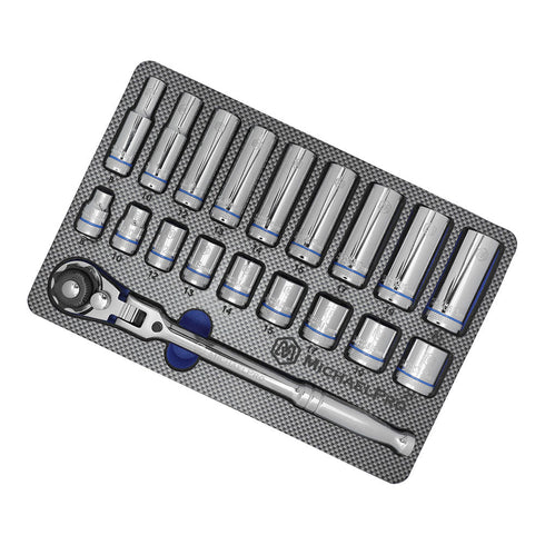MICHAELPRO MP001228 19-PIECE 3/8-INCH DRIVE FLEX HEAD RATCHET AND SOCKET SET