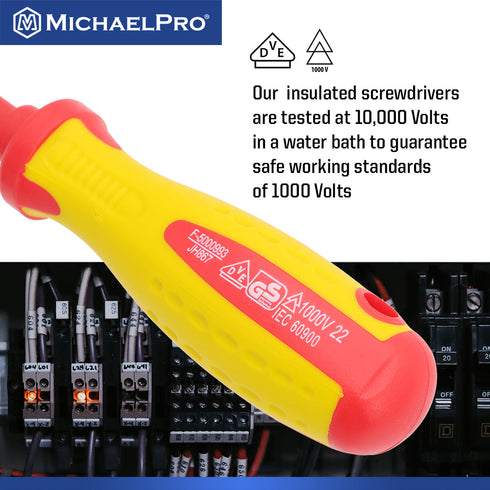 MICHAELPRO MP002033 6.5 X 150MM SLOTTED HEAD VDE INSULATED ELECTRICIANS SCREWDRIVER