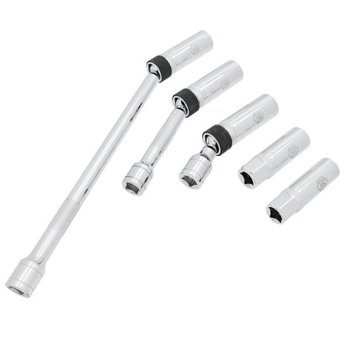 MICHAELPRO MP005043 5-PIECE 3/8-INCH DRIVE MAGNETIC SWIVEL SPARK PLUG SOCKET SET WITH FOAM TRAY