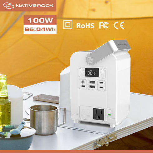 Native Rock 100W Portable Power Station & Wireless Charger, 26400mAh Camping Power Generator, 1 AC Outlet, Torch and LED Light, for Outdoors Camping Travel Hunting Blackout | NRP01