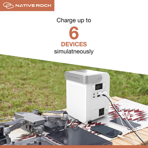 Native Rock 100W Portable Power Station & Wireless Charger, 26400mAh Camping Power Generator, 1 AC Outlet, Torch and LED Light, for Outdoors Camping Travel Hunting Blackout | NRP01
