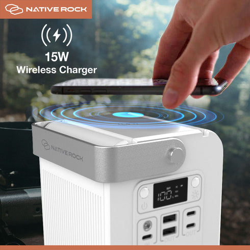Native Rock 100W Portable Power Station & Wireless Charger, 26400mAh Camping Power Generator, 1 AC Outlet, Torch and LED Light, for Outdoors Camping Travel Hunting Blackout | NRP01