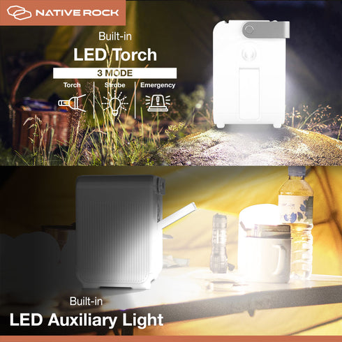 Native Rock 100W Portable Power Station & Wireless Charger, 26400mAh Camping Power Generator, 1 AC Outlet, Torch and LED Light, for Outdoors Camping Travel Hunting Blackout | NRP01