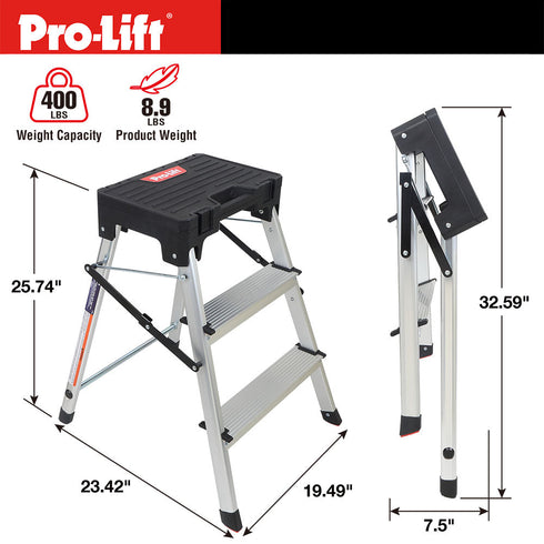 Pro-Lift Three Step Ladder with Storage