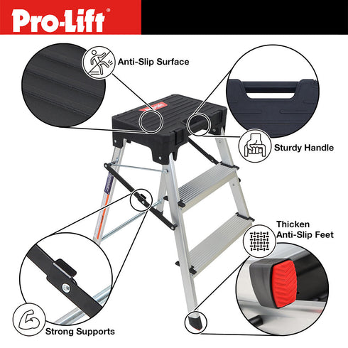 Pro-Lift Three Step Ladder with Storage