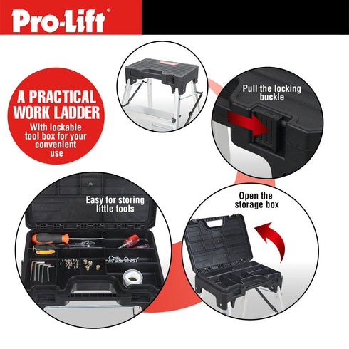 Pro-Lift Three Step Ladder with Storage