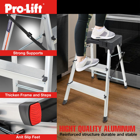 Pro-Lift Three Step Ladder with Storage