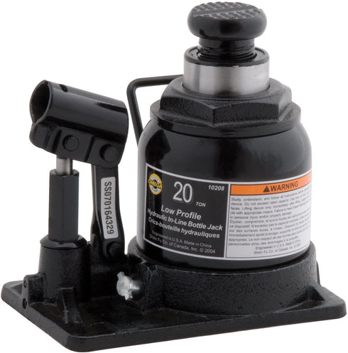 Omega 10208 Black Shorty Hydraulic In-Line Bottle Jack - 20 Ton Capacity