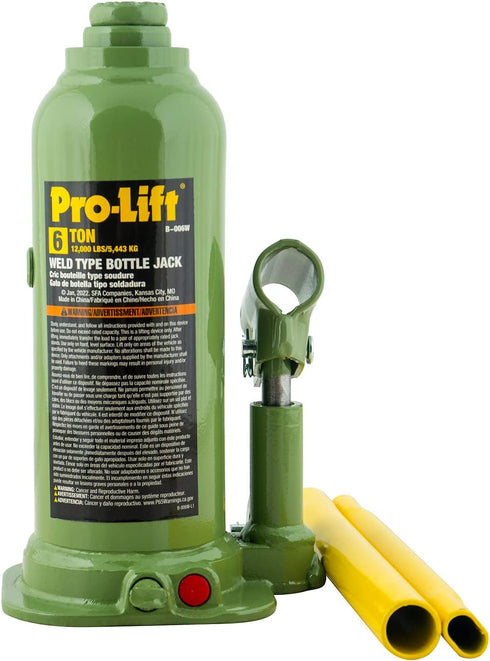Pro-Lift B-006W 6 Ton Welded Hydraulic Bottle Jack - 12,000 Lbs Capacity