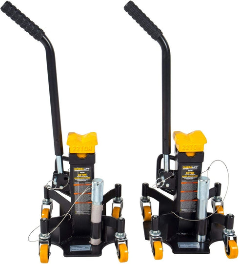 Omega Lift 22-Ton Jack Stands - Pin Style Stand with Heavy Duty Welded Steel - 4-Caster Spider Design with Handle for Easy Positioning - Extra Safety Great for Auto Repair Garage Shop - Pair