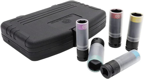 MichaelPro 5-Piece Power Impact Lug Nut Socket Set - 15, 17, 19, 21, 22mm