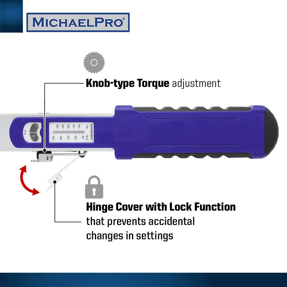 MichaelPro MP001209 1/2Inch Drive Split Beam Torque Wrench with Flex