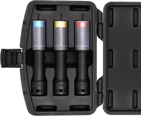 MichaelPro MP005031 3-Piece Power Impact Lug Nut Socket, Damage-Free 6-Inch Length Extra Tough Professional Thin Wall Wheel Protector Impact Sockets –17, 19, 21mm