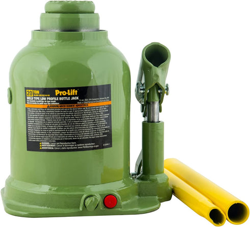 Pro-Lift B-S20W 20 Ton Hydraulic Welded Bottle Jack - Low Profile 40,000 Lbs Capacity