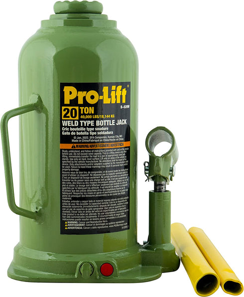 Pro-Lift B-020W 20 Ton Welded Bottle Jack - 40,000 Lbs Capacity Hydraulic Lifting