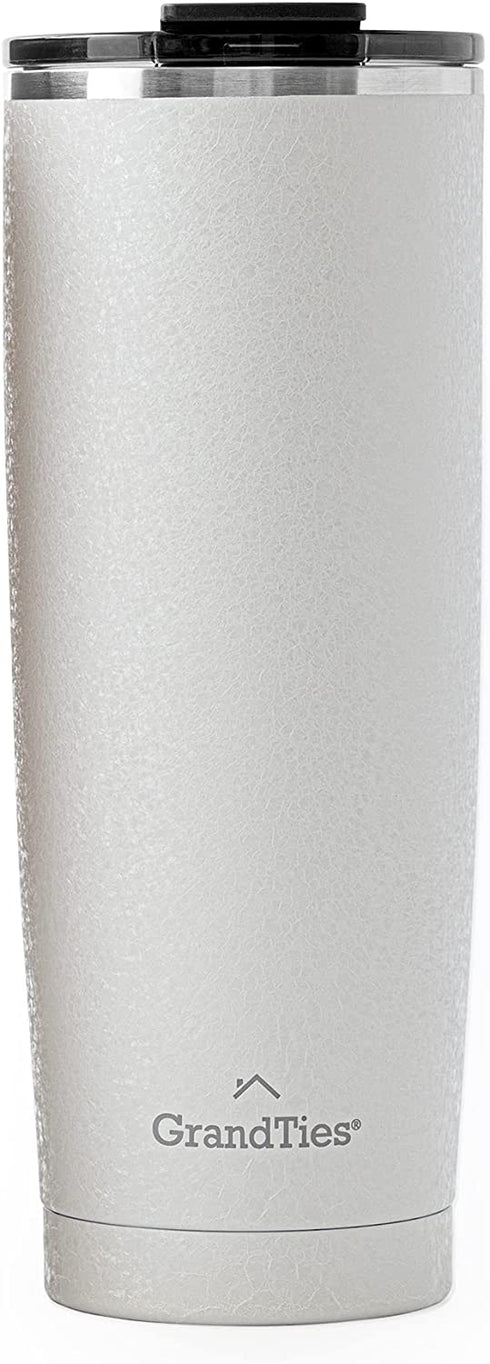 GrandTies 20-oz Insulated Coffee Tumbler Cup - Snowy Pearl
