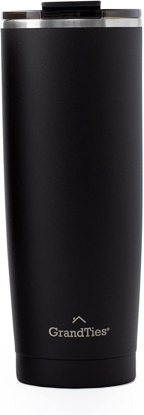GrandTies 20-oz Insulated Coffee Tumbler Cup - Midnight Black