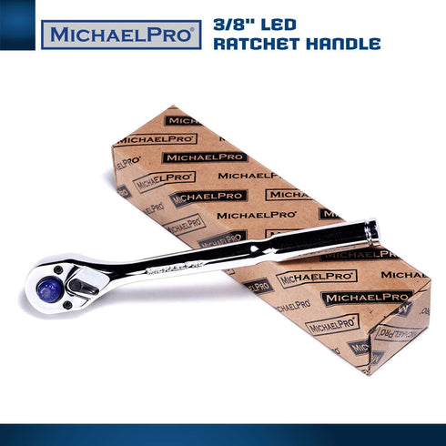 MichaelPro MP001037 3/8" Drive Socket Ratchet Handle with Built-in LED Flashlight