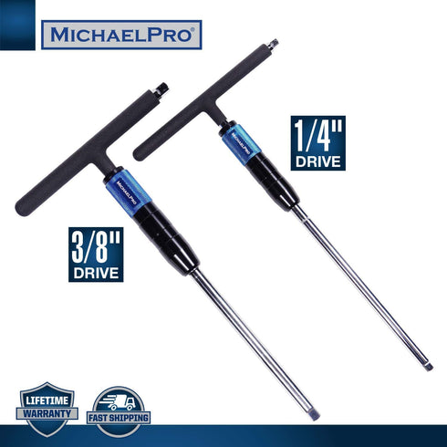 MichaelPro 1/4" & 3/8" Drive 2-Way Speed Adjustable T Handle Wrench Set
