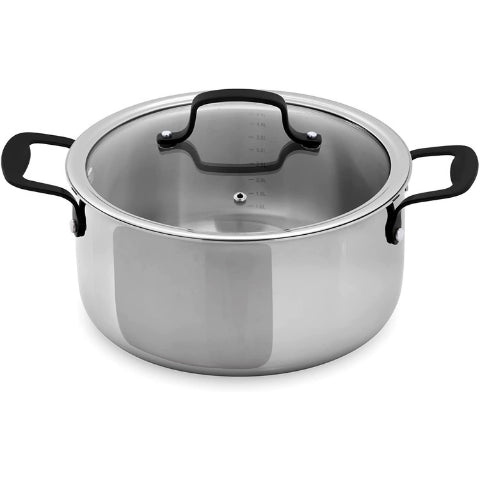 GrandTies 5 QT Full-Clad Tri-Ply Stainless Steel Casserole Pot