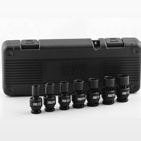 Omega Pro 83020 7-Piece 1/2" Drive 6 Point SAE Swivel Impact Socket Set
