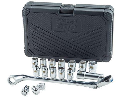 Omega Pro 1/2" Drive Flexible Ratchet with Go-Through Sockets and Adapters
