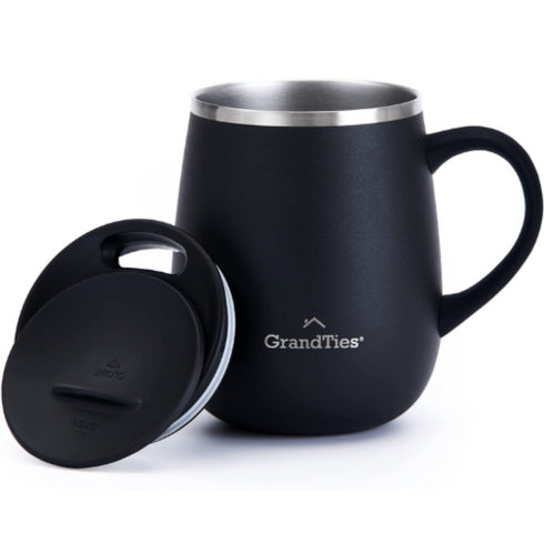 Grandties 16-oz Insulated Coffee Mug with Handle - Black