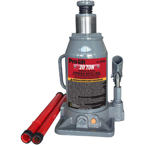 Pro-Lift B-020D Grey Hydraulic Bottle Jack - 20 Ton Capacity