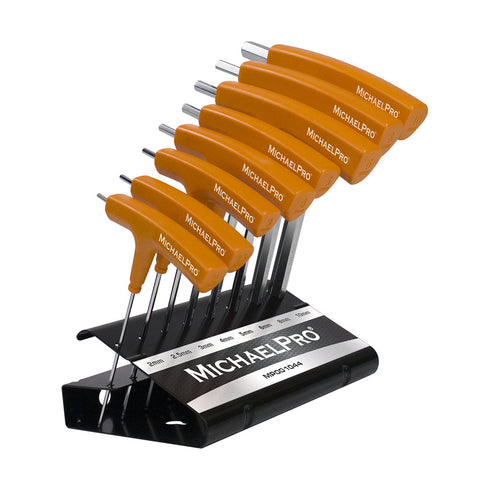 MichaelPro MP001044 8-PIECE TWO-WAY T-HANDLE ALLEN WRENCH SET WITH CONVENIENT STORAGE STAND (METRIC)