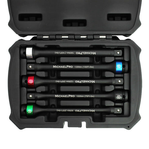 MichaelPro MP001207 5-PIECE 1/2-INCH DRIVE TORQUE LIMITING EXTENSION BAR