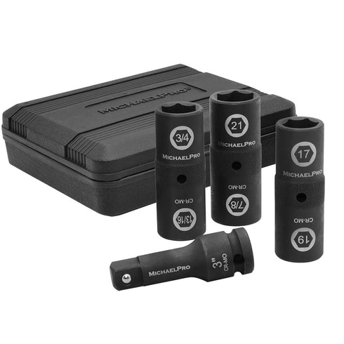 MichaelPro MP005022 1/2-INCH DRIVE IMPACT FLIP LUG NUT SOCKET SET