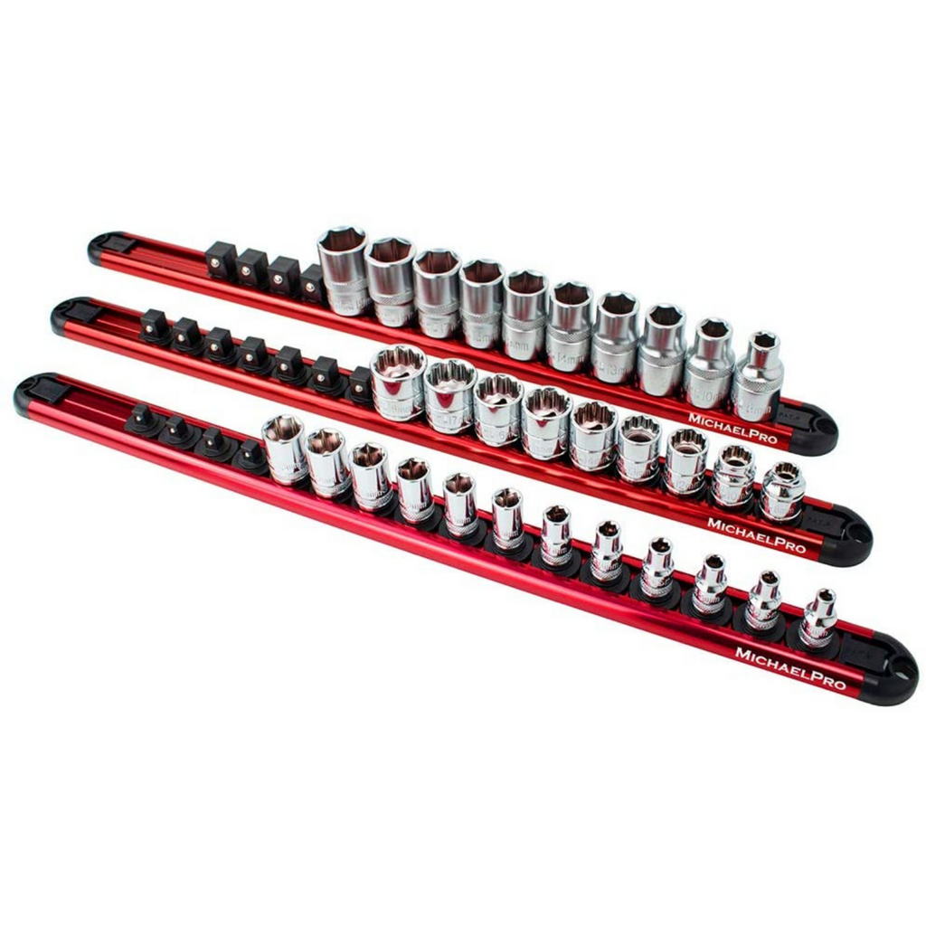 MichaelPro MP014001 3-Piece Aluminum Socket Organizer Rail Set