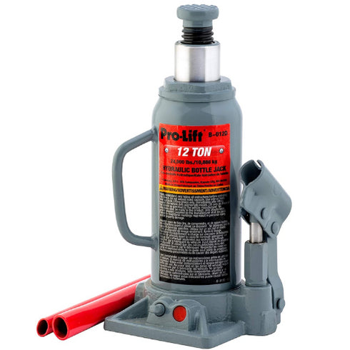 Pro-Lift B-012D Grey Hydraulic Bottle Jack - 12 Ton Capacity