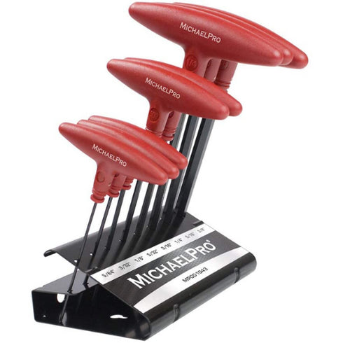 MichaelPro 8-Piece T-Handle Ball End Allen Wrench and Hex Keys Set (SAE, Red)
