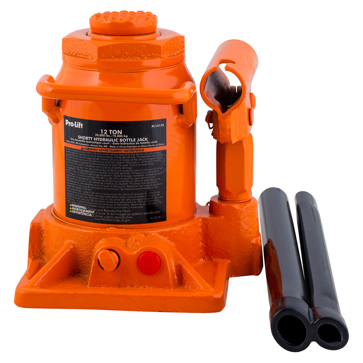 ProLift PL1012S Orange Hydraulic Bottle Jack 12 Ton Capacity MVP